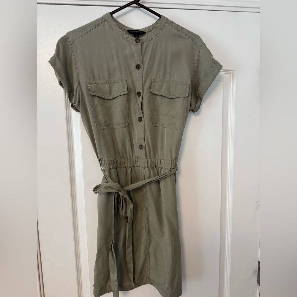 Banana Republic Sage Green Button-Front Dress
